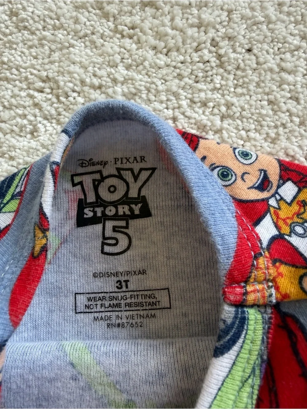 Disney Toy Story 5 Pajama Top in Light Blue with Green & Red Accents